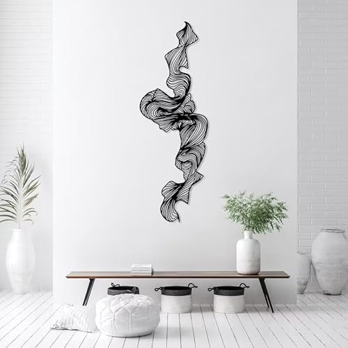 NORTH KAISER Arte Murale Metallo Astratto | Decorazione Murale Metallo Moderna | Scultura Murale Con Linee Verticali per Soggiorno Camera Letto di Metà Secolo Ufficio Domestico (100 x 33 cm)