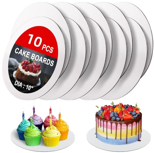Eidoct Cake Board Rounds (White) 10 Pcs,Eco-Friendly Recycled Material Cake Circle Base- Cardboard Round Cake Circle Base for Cake, Pizza