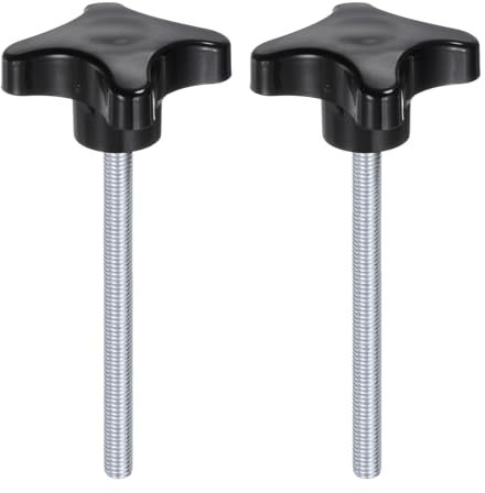 QUARKZMAN 2pz Pomelli a Stella M8 x 100mm Filettatura Maschio in Plastica 4 Stelle Manopola Perno Maniglia Filettata Ricambio Vite Serraggio Serraggio Manuale, Nero