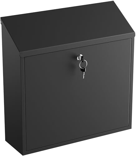 Avalo Cassetta della posta in acciaio inox nero – Materiale di montaggio incluso e 2 chiavi