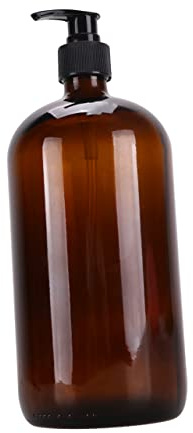 AUTSUPPL Leere Glas Pumpspender Flasche 1000 Ml Braun Kosmetikflasche für Emulsionen Reise Heim Aufbewahrung mit Großer Öffnung Leicht zu Befüllen und Reinigen