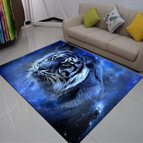 3D Gedruckt Bettvorleger rutschfeste Area Teppich, Wildtier-Tiger 3D Optische Illusion Teppiche Weich Flanell Bodenteppich Wohnzimmer Schlafzimmer Throw Runner Teppiche Low Profile Türmatt-7008143535