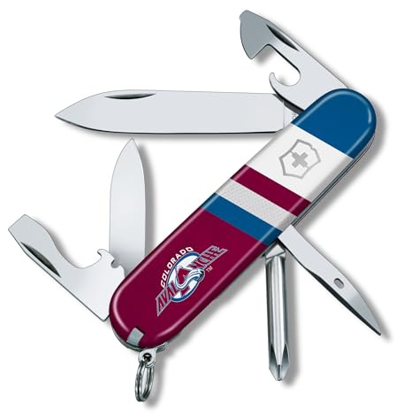 Victorinox Tinker Swiss Army Knife – Compact 12 Function Swiss Made Pocket Knife with Large Blade, Small Blade and Bottle Opener – Colorado Avalanche