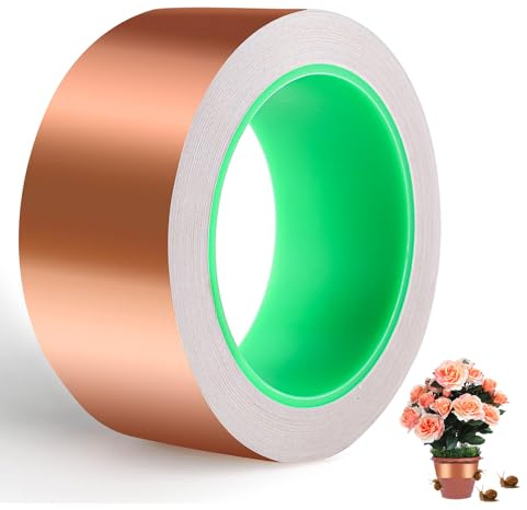 Grillix Kupferband Gegen Schnecken, 50mm x 20m Schneckenzaun Schneckenschutz für Hochbeet Pflanzen,Schneckenschutz Kupferband für Hochbeet Pflanzen, Selbstklebend Schneckenabwehr