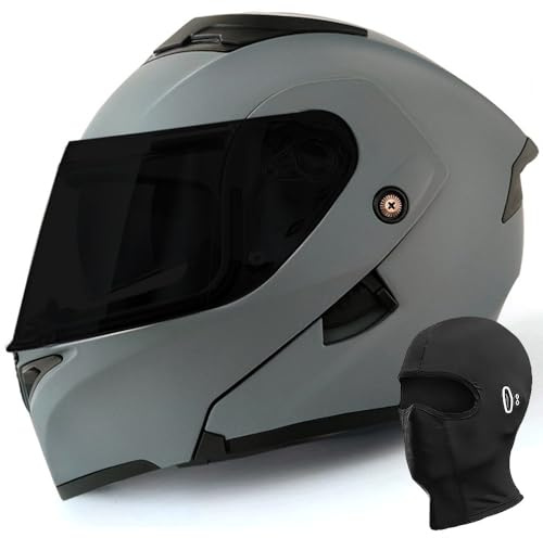 Klapphelm Motorradhelm ECE-R 22.06 Zertifiziert Integralhelm für Damen und Herren Jethelm mit Kinnschutz Scooter Roller Moped Helm mit Sonnenblende und Visier, M~XXL