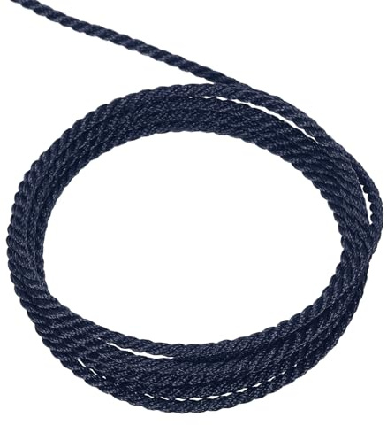 QUARKZMAN Cordoncino Ritorto, 5 Iarde 2mm Cordone Intrecciato a 3 Fili Filo Lucido Spago per Lavoretti Sacchetti Regalo Tende Decorazioni Natalizie, Blu Marino - 5m