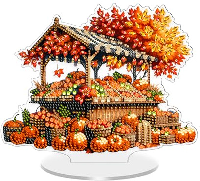 Diamond Painting Herbst Deko Kürbis Diamond Painting Aufsteller DIY Diamant Malerei Tischdeko Herbst Diamantmalerei Stehend Kunst Set 5D Kinder Erwachsene Diamant Malerei Herbstdeko Basteln (B)