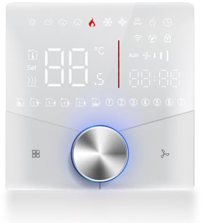 SENECESLI WiFi Air Conditioner Thermostat, 485 Gränssnitt Luftkonditioneringstemperaturkontroller Touch Control LED -panel för Hem (Vit)
