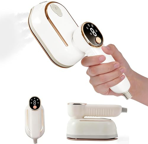 Travel Steamer for Clothes, 2 in 1 Handheld Steamer Iron for Clothes, 3 Steam Levels & 130ml Water Tank, 10-Second Rapid Heat-Up Clothes Steamer, 180°foldable Wrinkles Remover Steamer for Travel, Home