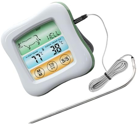 EPIGEIST Termometro Digitale da Cucina con Touchscreen Timer Integrato e Sensore per Barbecue e Forno Misurazione Precisa per Alimenti Regalo Multifunzionale per Amanti della Cottura