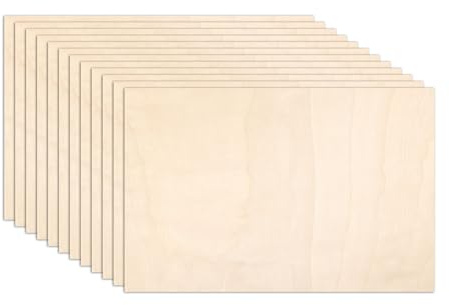 12 láminas de madera contrachapada, 30 x 20 cm, placas de madera contrachapada de 2 mm de grosor con superficie lisa, placas de madera sin tratar para cortar con láser, grabado, quemar, manualidades