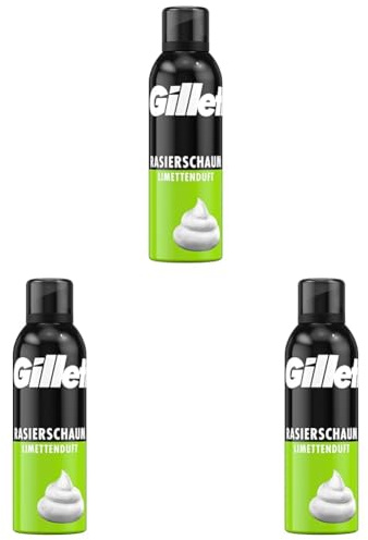 Gillette Mousse à raser Classic pour homme (200 ml) avec parfum citron vert, cadeau pour homme (Lot de 3)