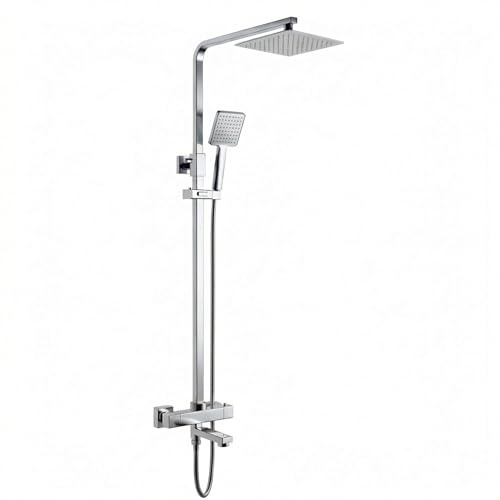ARKO Thermostatic Mixer Shower with Bath Filler Tap, Rainfall & Handheld Shower Set, Thermostatic Bath & Shower System (Chrome)