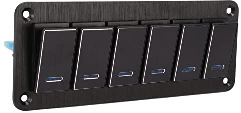 SALALIS Pannello Interruttori a Levetta Impermeabile a 6 Gruppi in Lega di Alluminio con Luce Blu ON-OFF per Barche Marine, Camion, Yacht