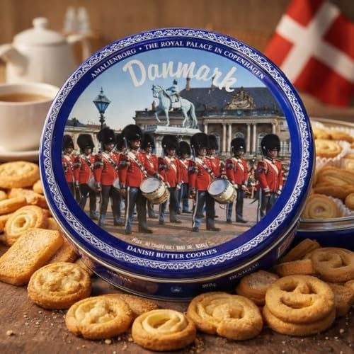 Danesi Biscotti Danesi Assortiti in Latta 908g – Danish Butter Cookies Originali al Burro, Selezione Tradizionale