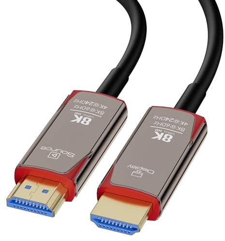 8K Fibra Ottica HDMI Cavo 6M 48Gbps Ultra Sottile Cavo HDMI 8K a 60Hz, 4K a 240Hz, HDR dinamico, eARC, HDCP 2.2 e 2.3, 3D, compatibile con laptop, PC, PS5, Xbox, HDTV, proiettore