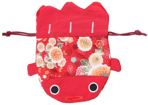 STOBAZA Japanische Geschenktüte mit Kordelzug aus Stoff in Goldfisch Form Süße Aufbewahrungstasche für Münzen und Karten für Reisen und Festivals
