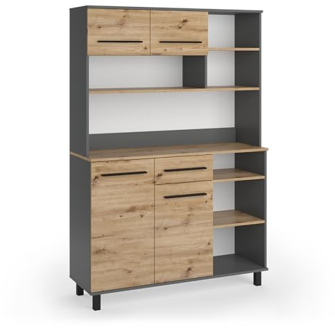 Vicco Küchenbuffet Pure, Artisan-Eiche/Anthrazit, 120.2 x 177 cm | mit höhenverstellbaren Einlegeböden zur flexiblen Aufbewahrung