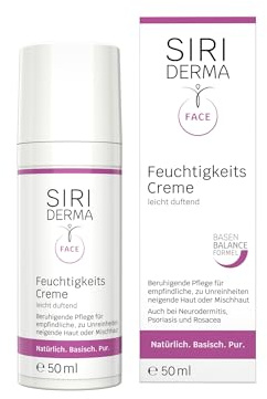 SIRIDERMA Feuchtigkeitscreme | Basische Gesichtspflege für empfindliche Haut | Auch bei Rosacea, Akne, Neurodermitis und Psoriasis (leicht duftend, 50 ml)