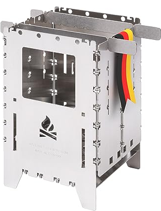 Bushcraft Essentials BUSHBOX XL Outdoor-Kocher | Hobo-Kocher | Camping | Holz | Gas | Spiritus | Faltbar | Kompakt | Edelstahl | 100% Made in Germany