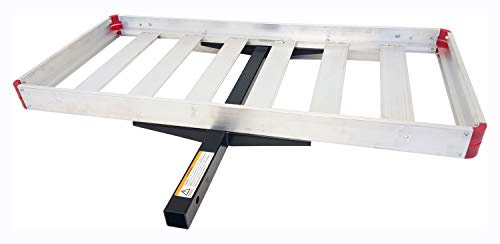 MaxxHaul 70422 Hitch Mount Compact Aluminum Cargo Carrier – 48 x 21 Basket with 500 lb. Capacity – Lightweight, Rust-Proof Aluminum with Steel Support – Fits 2 Class III & IV Hitch Receivers
