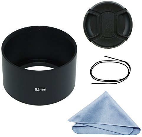 SIOTI paraluce in metallo a fuoco lungo + panno di pulizia + copriobiettivo per obiettivo Canon Nikon Canon Fuji Pentax Sumsung Leica standard