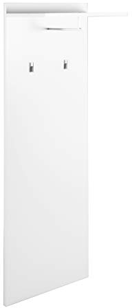 byLIVING Wandpaneel JAKOB / Garderoben-Paneel in Weiß / Melamin-Beschichtung / Kleiderstange, 2 Haken und Regal / Platzsparende Wandgarderobe / Garderoben-Set / B 48, H 140, T 28 cm