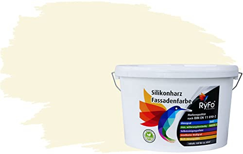 RyFo Colors Silikonharz Fassadenfarbe Lotuseffekt Trend Hauch von Gelb 10l - bunte Fassadenfarbe, weitere Gelb Farbtöne und Größen erhältlich, Deckkraft Klasse 1