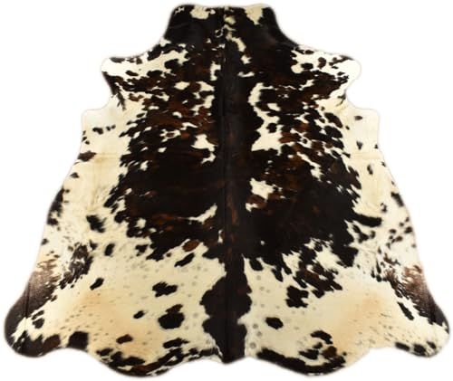 generisch KUHFELL STIERFELL BRAUN Weiss Tricolor 230 x 210 cm XXL Fell Teppich VON KUHFELLE ONLINE
