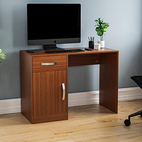 Vida Designs Hudson Computertisch 1 Schublade 1 Tür Heim Büro Laptop PC Tisch Gaming Lernstation Arbeitsstation Studium Arbeitsecke Aufbewahrung Schrank Möbelstück Walnuss