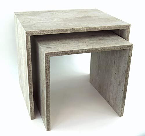 freeroom24 Designer Double in Betonoptik 50x40x45 cm - Wohnzimmertisch modern - Couchtisch - praktischer Coffee Table Betonoptik - Kleiner Kaffeetisch - Blumensäule - Zweisatztisch - Made in Germany