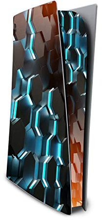 Finest Folia Schutzfolie kompatibel mit PS5 Digital Edition Design Cover | Vinyl Sticker Hexagon Zubehör für Spielekonsole Gehäuse Aufkleber Hülle als Kratzschutz Schutz Sticker