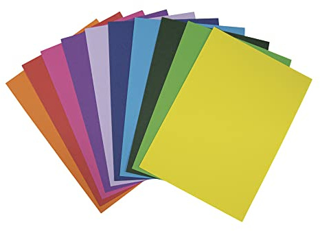 Rayher Bastelkarton, DIN A4, 180 g/m2, 100 Blatt, FSC Mix Credit, säurefrei, farbsortiert, 10 Farben gemischt, Kartonpapier, 67376999