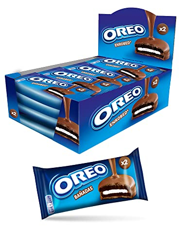Oreo Banadas Choco, Biscotti con copertura al Gusto di Cioccolato al Latte, Il tuo Oreo avvolto da una golosa copertura di Cioccolato, 24x41g (24 monoporzioni da 41g)