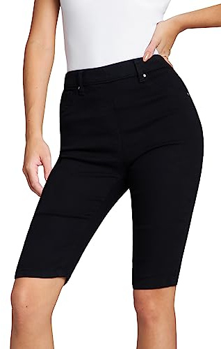CityComfort Short Femme en Jean Bermuda Femme Jegging Confort Stretch Short Genou Femme avec Poches Vêtements Femme Fille Ado Été Coton Coupe Slim Extensible Taille Élastique