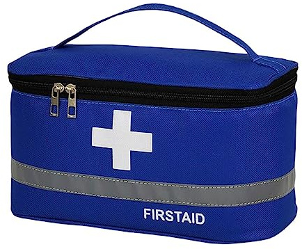 SUIOPPYUW Bolsa de botiquín de primeros auxilios, portátil, impermeable, con asa, bolsas de medicina de gran capacidad, caja médica de tela Oxford, emergencia deportiva, Azul Grande