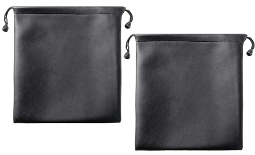 2 tasche in poliuretano con coulisse, custodia per cuffie in pelle con coulisse, custodia universale per cuffie da viaggio