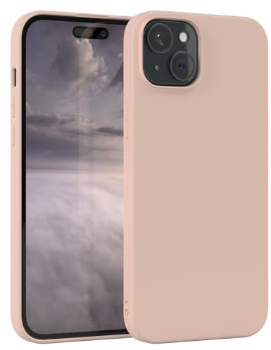 EAZY CASE - Custodia in silicone per iPhone 15 Plus Custodia morbida protettiva con protezione della fotocamera Protezione sottile Premium Cover TPU Telefono Bumper in Rosa