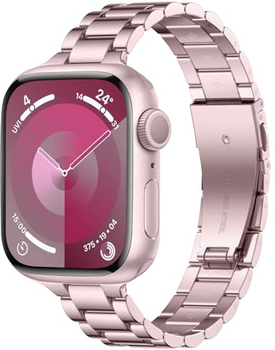 Wepro Straps Compatible with Apple Watch Strap 40mm 38mm 41mm 42mm for Women/Men, Stainless Steel Slim Replacement Metal Apple Watch Series 11 10 9 8 7 6 5 4 3 2 1/SE 3 Strap/SE2/SE/Ultra, Pink