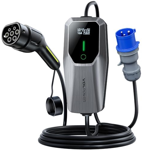 VDLPOWEREU Chargeur Voiture Electrique, 7.36KW Cable Recharge Voiture Electrique Type 2, Chargeur EV avec Courant Réglable de 6A/8A/10A/13A/16A//20A/24/32A, Monophasée CEE 3 Broches, IEC 62196-2, IP65