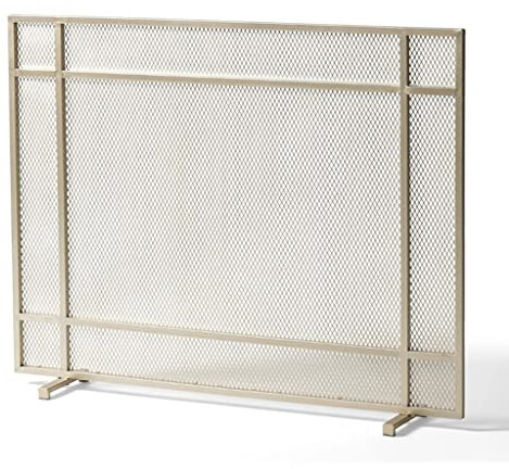 Funkenschutzgitter Einfache Eisen-Kamin-Trennwand, Haushaltsofen-Zaun, praktische Spark-Screen-Platte, Kamin-Bildschirm-Abdeckung, L'39,3 x H'31,5 Feuerschirm (Color : Gold)