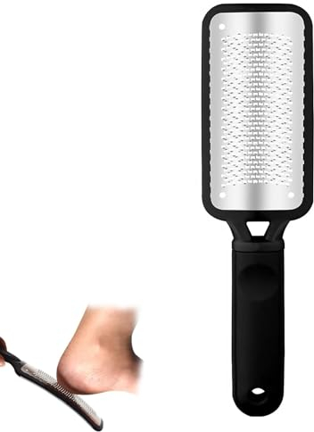 1 Stück Hornhautfeile Fußfeile, Fußpflege, Doppelseitige Hornhaut Feile für harte Haut Hornhautfeile Entferner Harte Haut für nasse und trockene rissige Füße(Silikongriff, Schwarz)