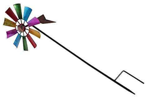Toddmomy Iron Art Rotating Windmill Garden Decor, Metal Pinwheel Outdoor Yard Ornament, Rotatory Windmill Sculpture for Patio and Garden Random Color