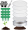 Colino da giardino rotondo 5 in 1 in acciaio inox 30 cm, con 5 inserti intercambiabili Ø 3,6,9,10,12 mm, filtro per compost rotondo in metallo, con paletta da giardino e 20 etichette per piante, 1