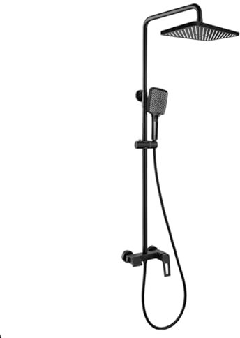 BiaoTeng Colonne de Douche Avec Mitigeur, Sortie d'eau 3 Fonctions Monocommande Chaud et Froid Laiton Colonne de Douche Fixation Murale Réglable, Noir