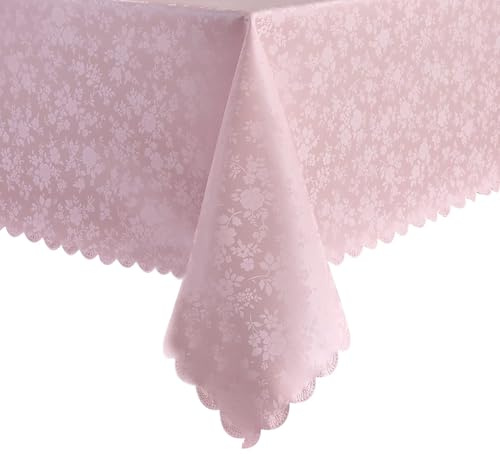 Romanstile Wachstischdecke Tischdecke 140x240 abwaschbar rosa 350GSM,Outdoor Plastik Tischtuch wasserdicht Deko für Mädchen Geburtstag,Party,Weihnachten,Hochzeit,Frühling,Pink,Geschenke für Frauen