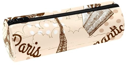 VAPOKF Trousse à crayons romantique en cuir avec tour Eiffel de Paris pour ranger des stylos, des pièces de monnaie, des cosmétiques, des cosmétiques, des articles de papeterie, l'école, le bureau,