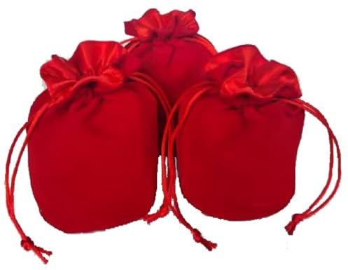 zmgmsmh Bolsa de dados con cordón, bolsa pequeña para guardar piezas de ajedrez, bolsa de tela de terciopelo, bolsa de dados para cosplay, bolsa de terciopelo para joyas, rojo/gris/negro (3, rojo)