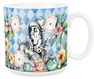 Purely Home Tazza da tè e caffè in ceramica con Cappellaio blu, regalo per gli amanti dei libri di Alice nel paese delle meraviglie