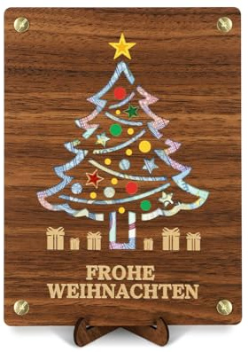 Giftota Weihnachten Geldgeschenk mit Weihnachtskarte, Weihnachten Geschenke aus Holz, Geldgeschenke Verpackung Weihnachten, Geschenkideen Weihnachten für Mann Frau Freund Familie